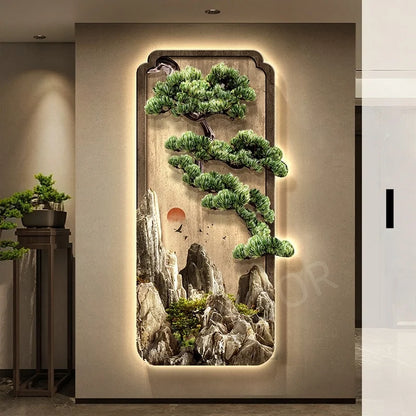 Neo-Chinese LED Mural Lamp For Corridor Foyer Living Room Entrance Bedroom Home Decoration Painting Background Wall Light Lustre