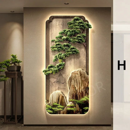 Neo-Chinese LED Mural Lamp For Corridor Foyer Living Room Entrance Bedroom Home Decoration Painting Background Wall Light Lustre