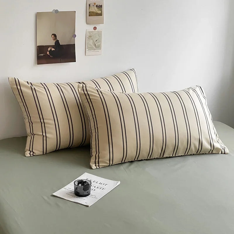 Queen/King Double Single Bed Stripe Bedding Comforter Set with Pillowcase bed sheet Single Full Size Bed Linen Duvet Cover Set