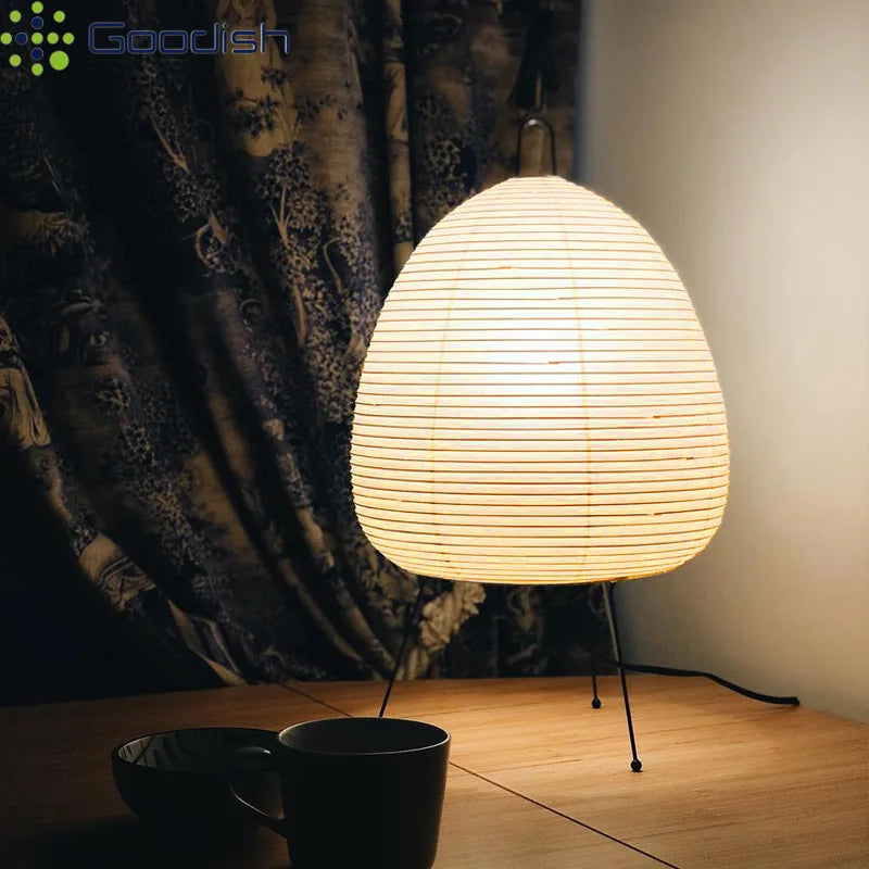 Modern Wabi-sabi Tripod Rice Paper LED Table Lamps