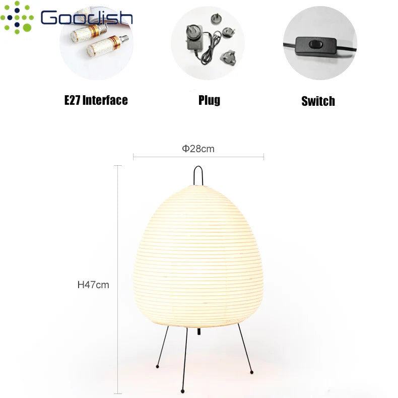 Modern Wabi-sabi Tripod Rice Paper LED Table Lamps