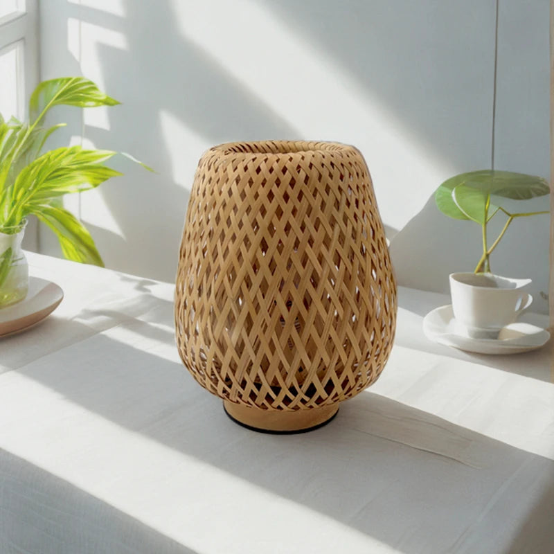 Small Bamboo-Woven Lamp Handmade