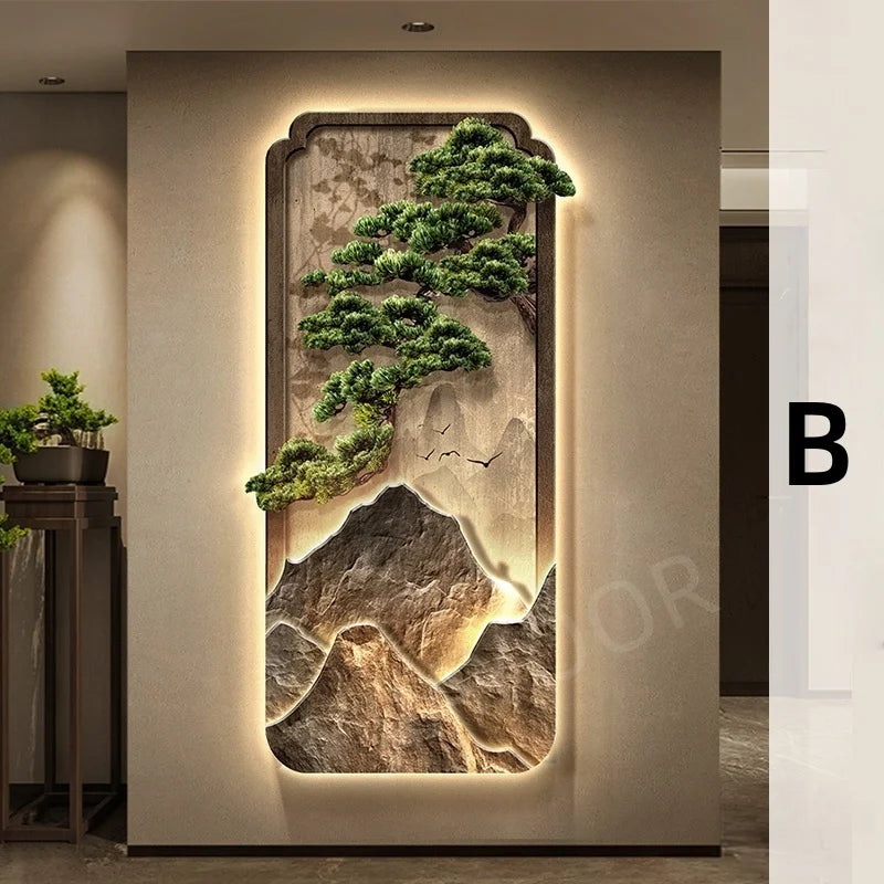 Neo-Chinese LED Mural Lamp For Corridor Foyer Living Room Entrance Bedroom Home Decoration Painting Background Wall Light Lustre