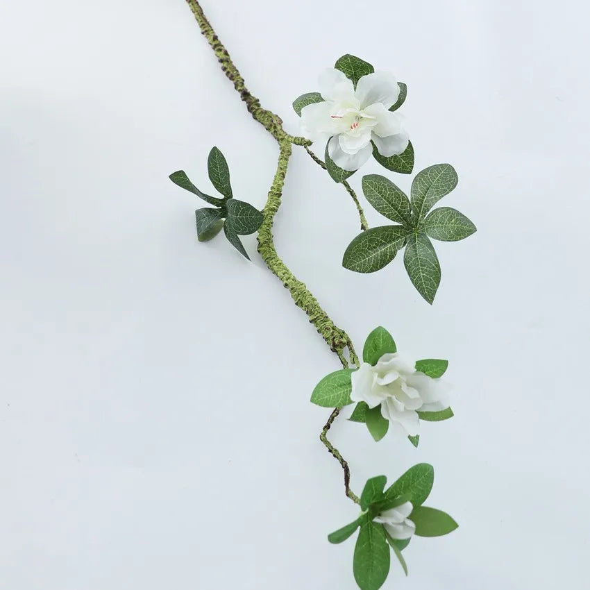 70CM3 Flowers Artificial Azalea Branch Silk White Wedding Flower Indoor Art Flower Arrangement Material Office Home Decor Plants