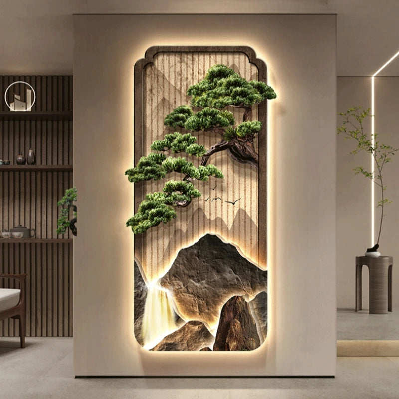 Neo-Chinese LED Mural Lamp For Corridor Foyer Living Room Entrance Bedroom Home Decoration Painting Background Wall Light Lustre