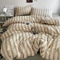 Queen/King Double Single Bed Stripe Bedding Comforter Set with Pillowcase bed sheet Single Full Size Bed Linen Duvet Cover Set