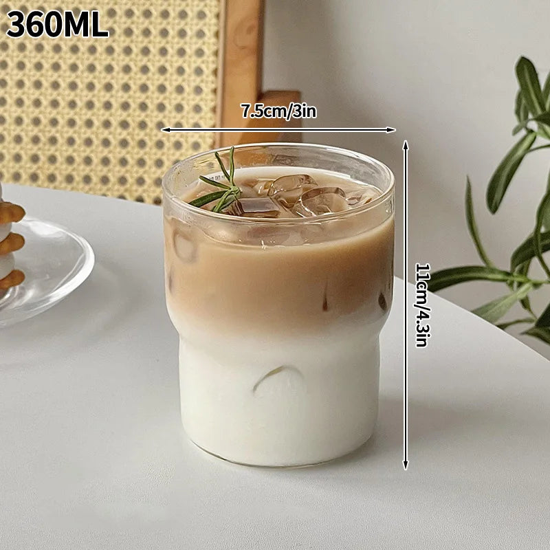 Transparent Coffee Cup, Japanese Style Glass Cup, Layered Cocktail Dessert Display Cup, Breakfast Milk Cup, 300ml Cold Drink Cup