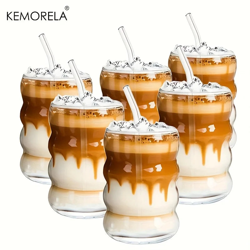 1/2PCS Of Wave Cups with Straws Suitable for Iced Coffee Juice Milk Four Seasons Drinking Water Cup Cute Caterpillar Cups