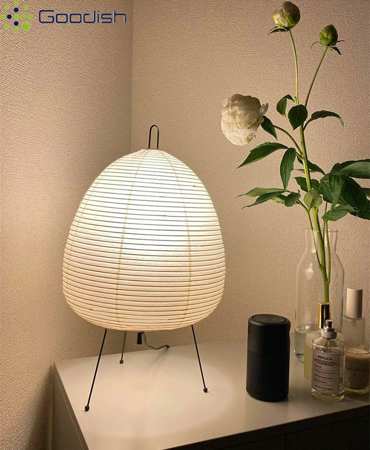 Modern Wabi-sabi Tripod Rice Paper LED Table Lamps
