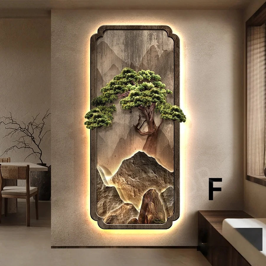 Neo-Chinese LED Mural Lamp For Corridor Foyer Living Room Entrance Bedroom Home Decoration Painting Background Wall Light Lustre