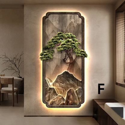 Neo-Chinese LED Mural Lamp For Corridor Foyer Living Room Entrance Bedroom Home Decoration Painting Background Wall Light Lustre
