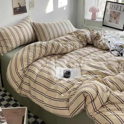 Queen/King Double Single Bed Stripe Bedding Comforter Set with Pillowcase bed sheet Single Full Size Bed Linen Duvet Cover Set