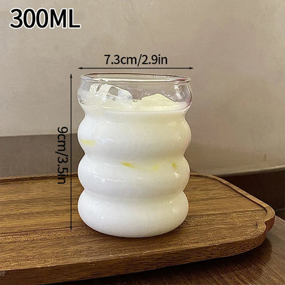 Transparent Coffee Cup, Japanese Style Glass Cup, Layered Cocktail Dessert Display Cup, Breakfast Milk Cup, 300ml Cold Drink Cup