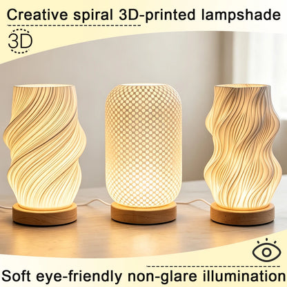 3D Printed Table Lamp USB Dimmable Twisted Texture Night
