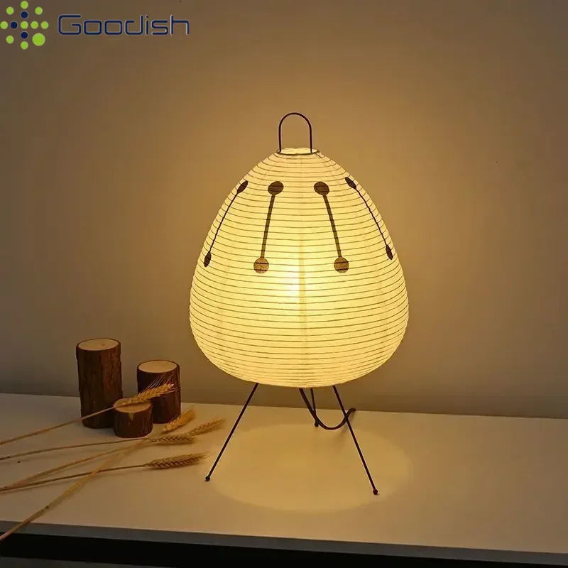 Modern Wabi-sabi Tripod Rice Paper LED Table Lamps