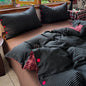 Japanese Simple Style 100% Washed Cotton Duvet Cover Set with Button Closure Durable Soft Bedding Set Bed Sheet Set Bed Linen